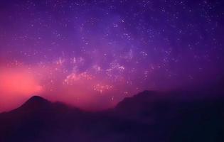 night landscape mountain and milkyway galaxy background , long exposure , low light photo