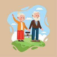 old couple with house vector