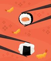 ebi furai and sushi vector
