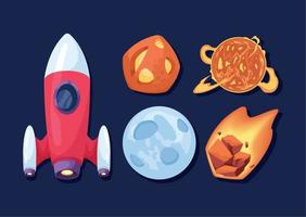 five space outer icons vector