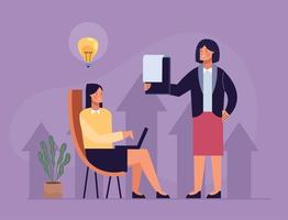 businesswomen with bulb vector