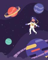 astronaut and planets space vector