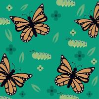 mariposas y orugas de primavera vector