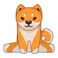 shiba inu seated front vector