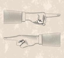 two fingers points drawn vector