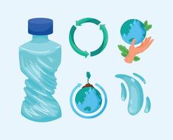 five eco friendly icons vector