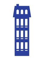 edificio silueta azul fachada vector