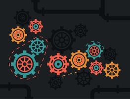 colorsful gears cogs vector