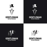 Gentleman logo. gentleman label. Classic illustration with men only icons set. vector