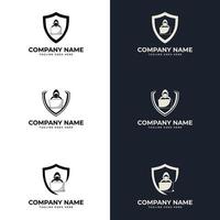 Detective Logo Design. Hacker logo template. hacker man in hoodie jacket looking at a laptop vector