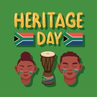 heritage day lettering and persons vector