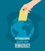 international day of democracy lettering postcard vector