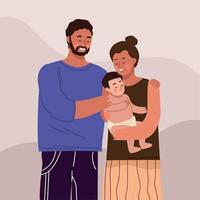 pareja de padres con bebe vector