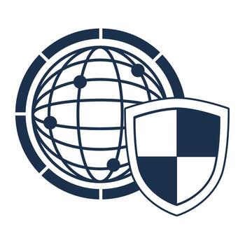 browser with shield vector