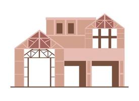 wooden house construction facade vector