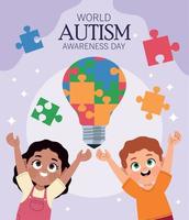 world autism day card vector