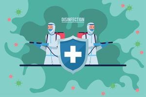 Disinfectant workers graphic vector