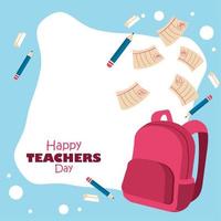 happy teachers day lettering frame vector