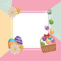 eggs painted in basket vector