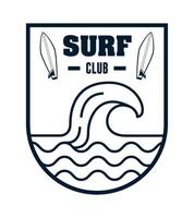 Escudo deportivo de surf vector