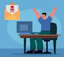 man receiving email infected vector