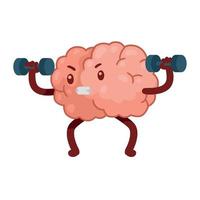 brain lifting dumbbells vector