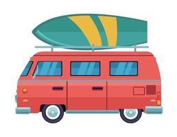 van with surfboard vector