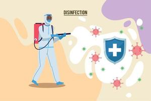 Disinfectant worker design vector