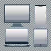 computers and smartphone with tablet vector