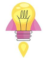 light bulb with rocket vector