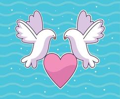 doves flying with heart vector