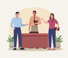 three persons working characters vector