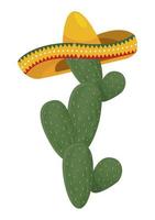 cactus con sombrero de mariachi vector