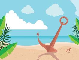 anchor on the beach vector