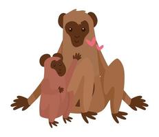 monkey mother and baby vector