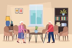 old couple in the home vector