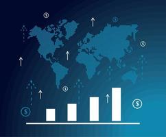 profit infographic with earth maps vector