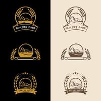 Set bread logo. Bread basket logo. Bakery badge or label retro vector illustration.