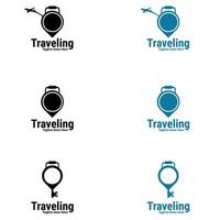 Travel logo template.Travel point logo design template. Pin icon with airplane combination. vector