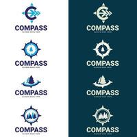 Compass Logo Template vector icon illustration design. suitable for company logo, print, digital, icon, apps, and other marketing material purpose. Compass logo set