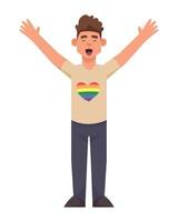 gay wearing lgtbiq heart in shirt vector