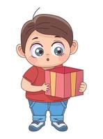 little boy with giftbox vector