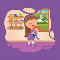 little girl in playroom vector