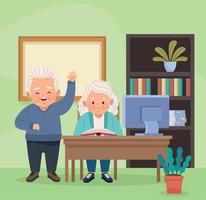 old couple continuing education vector