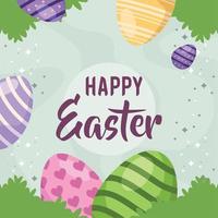 happy easter eggs frame vector