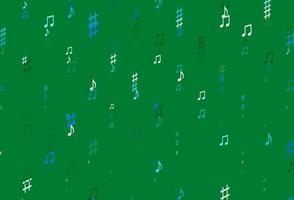 Light Blue, Green vector backdrop with music notes.