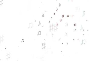 textura de vector rojo claro con notas musicales.