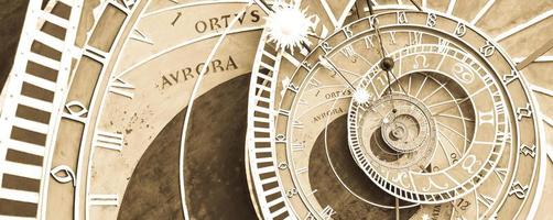 Fondo de efecto droste basado en el reloj astronómico de praga. diseño abstracto para conceptos relacionados con la astrología y la fantasía. foto