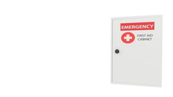 First aid cabinet isolated on white background photo