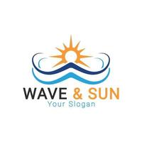 Wave Sun Logo, Sun and sea logo, Sunset Logo template vector